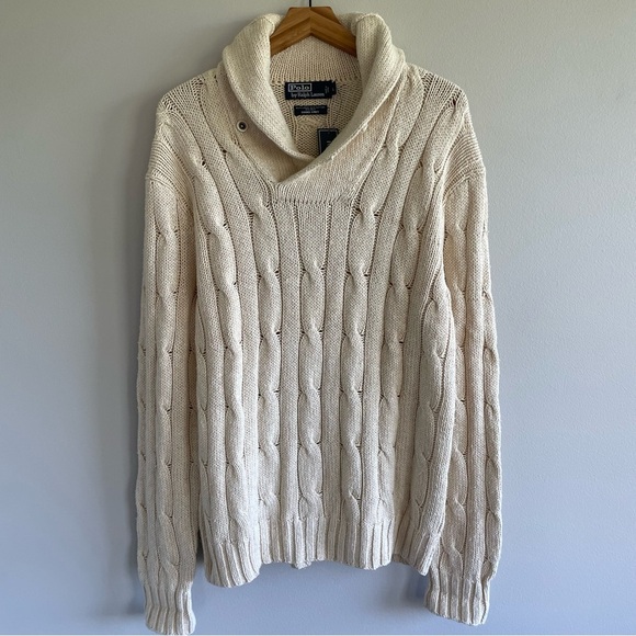 Polo Ralph Lauren Other - NWT Polo Ralph Lauren Men's Handknit Cable Knit Cream Sweater Size Large